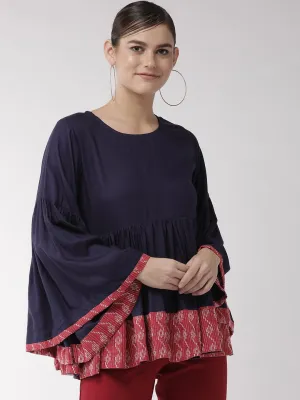 Navy Blue Peplum Top