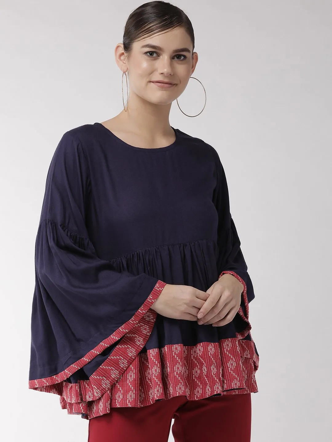 Navy Blue Peplum Top