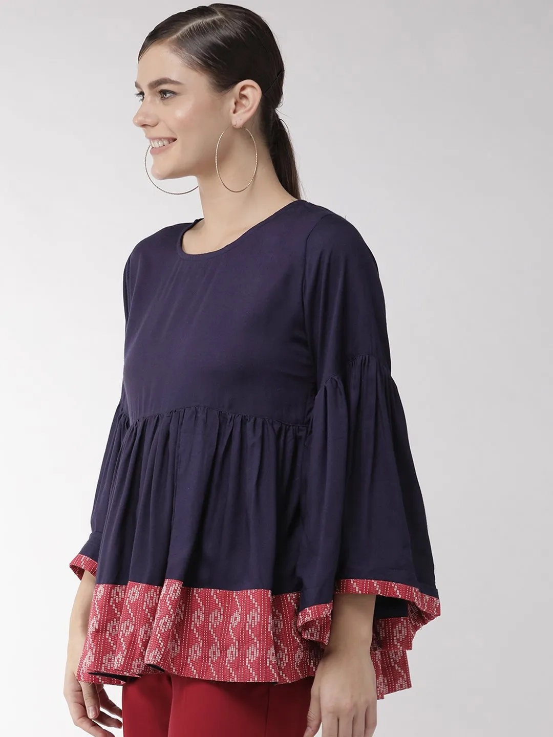 Navy Blue Peplum Top