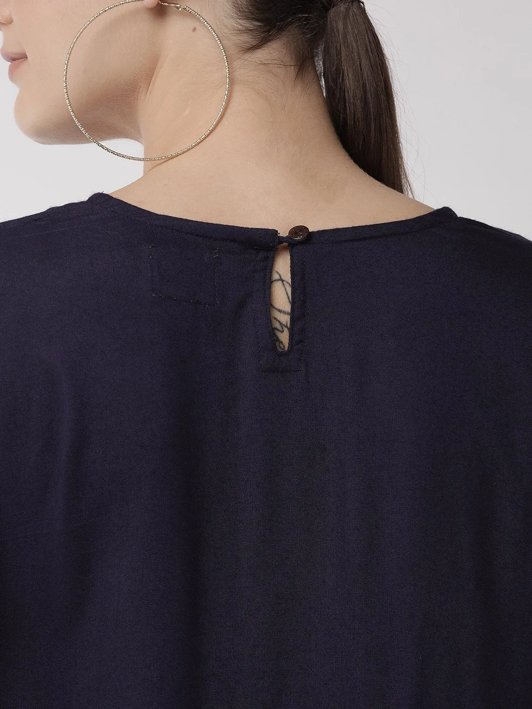 Navy Blue Peplum Top