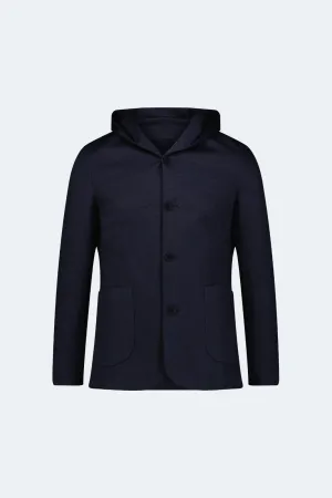 Navy with Grey Heather Knit Hooded Button Sport Coat