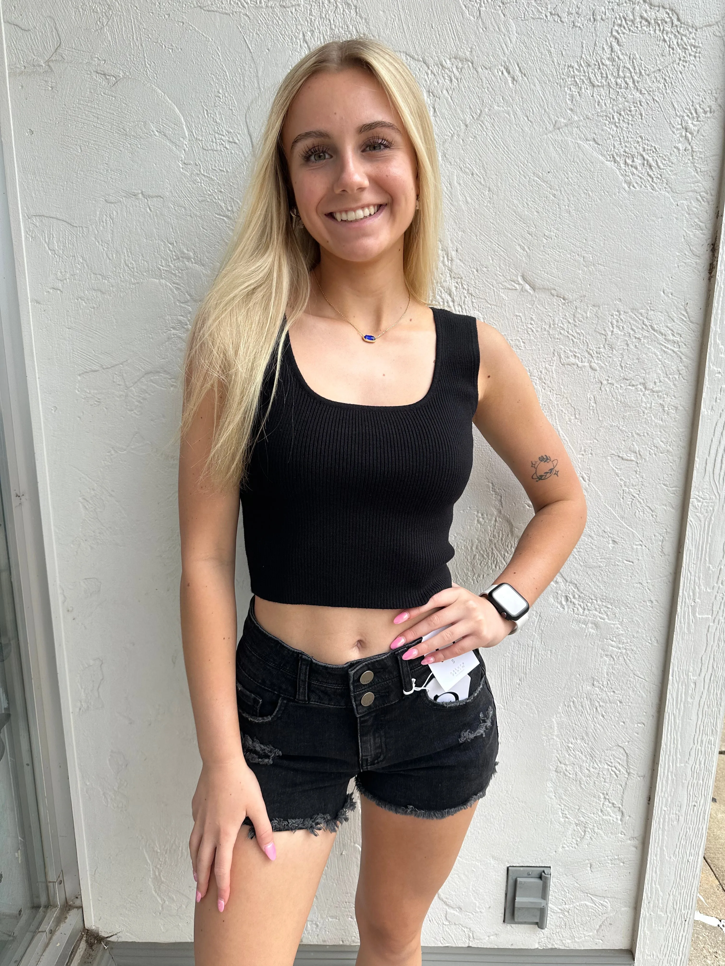 ND double button black shorts