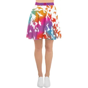 Neon Birds in Flight - Skater Skirt