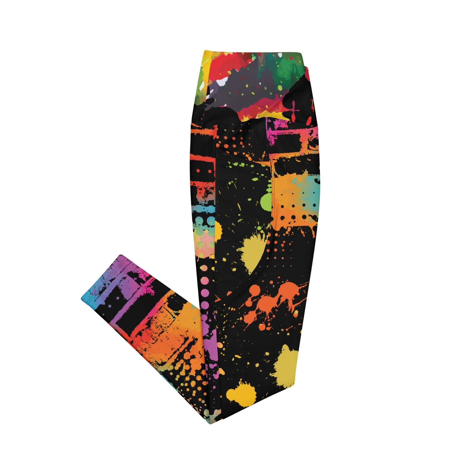 Neon Paintballs Crossover leggings with pockets