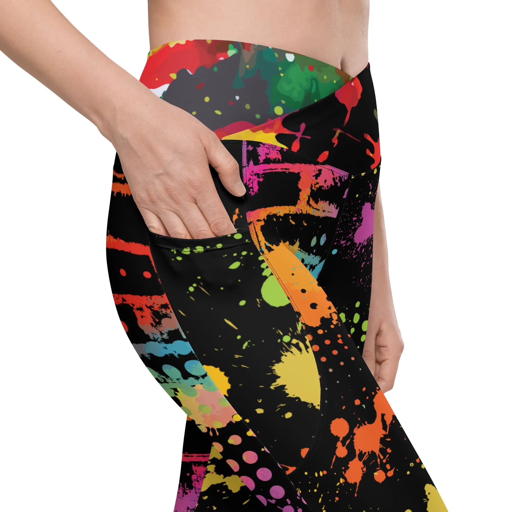 Neon Paintballs Crossover leggings with pockets