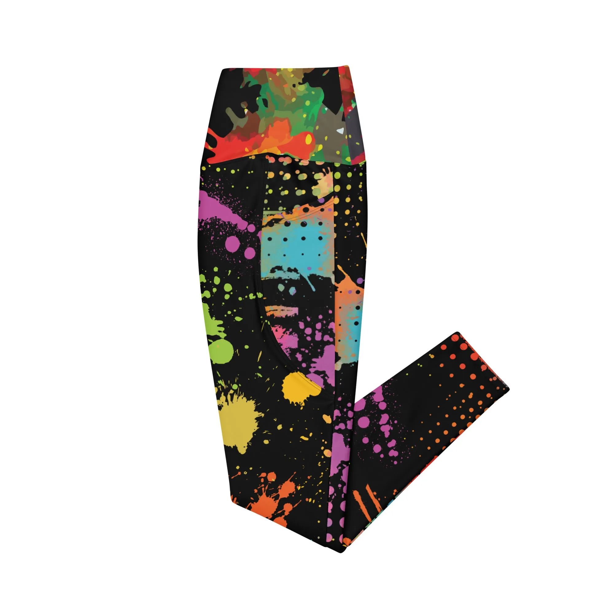 Neon Paintballs Crossover leggings with pockets