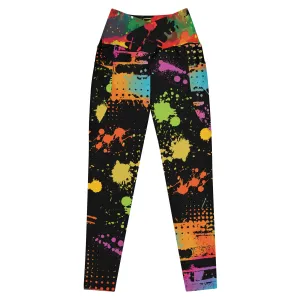 Neon Paintballs Crossover leggings with pockets