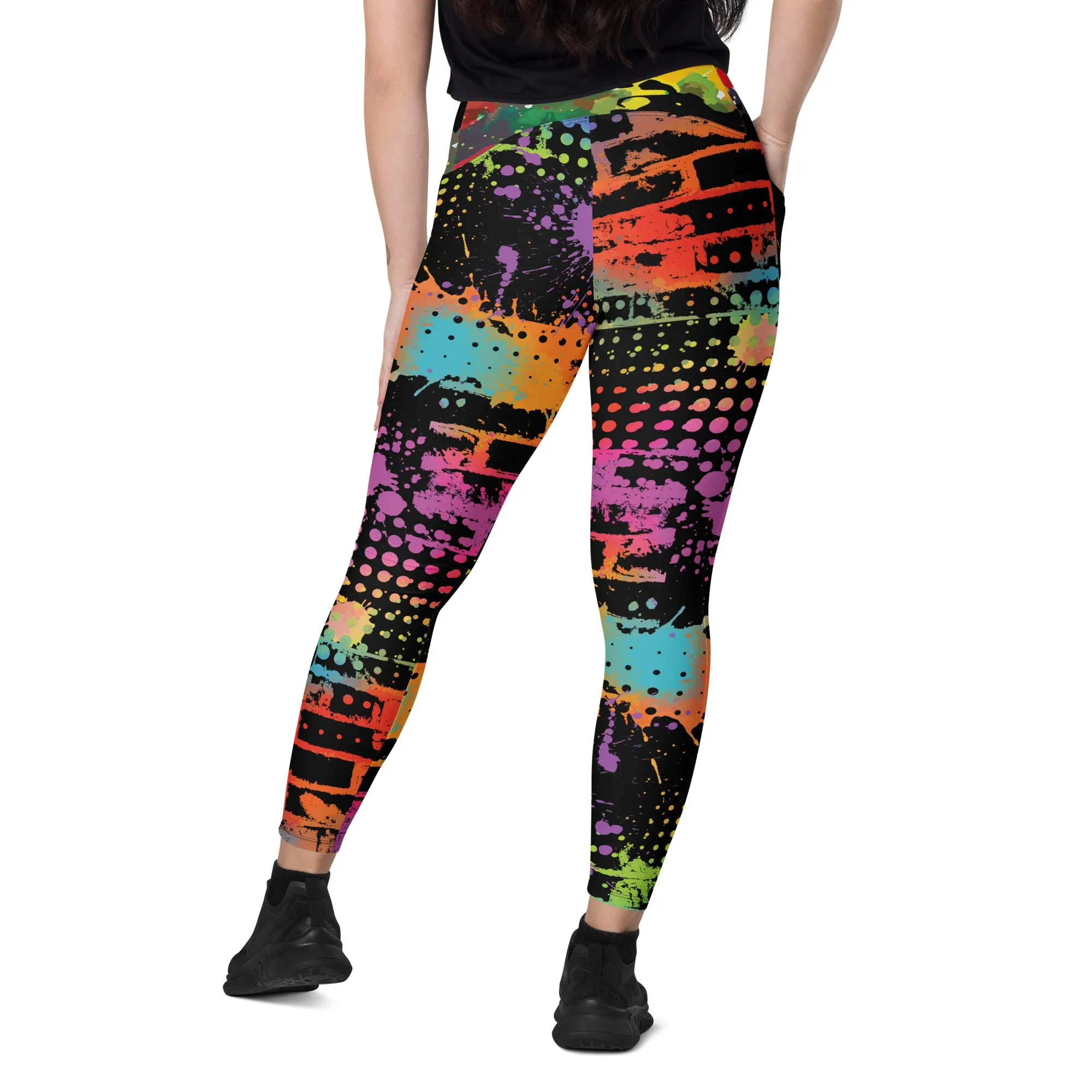 Neon Paintballs Crossover leggings with pockets
