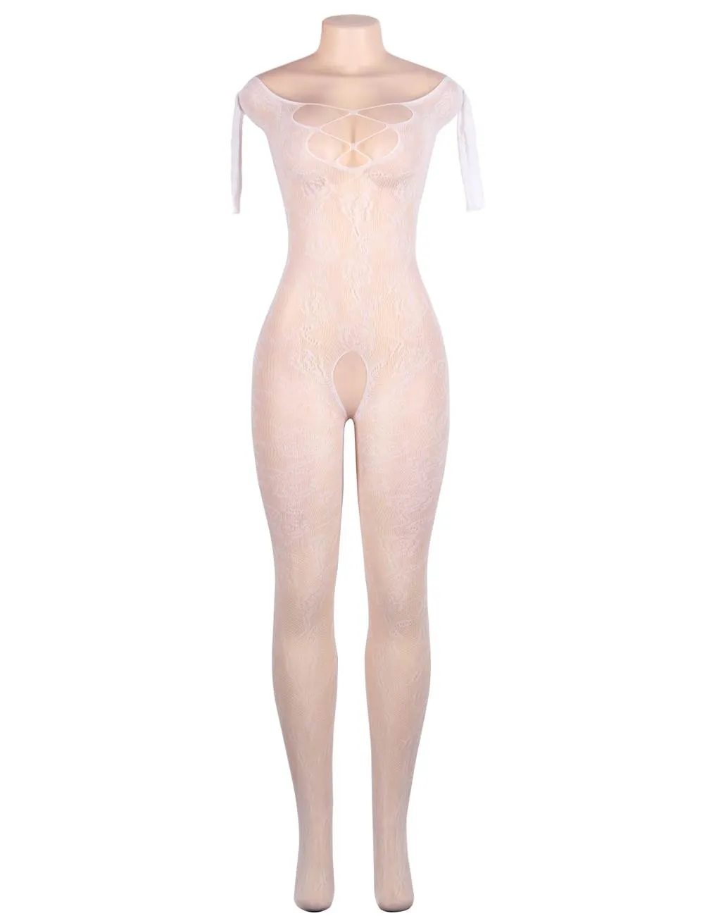 New Open Crotch Rose Pattern Lace Bodystockings
