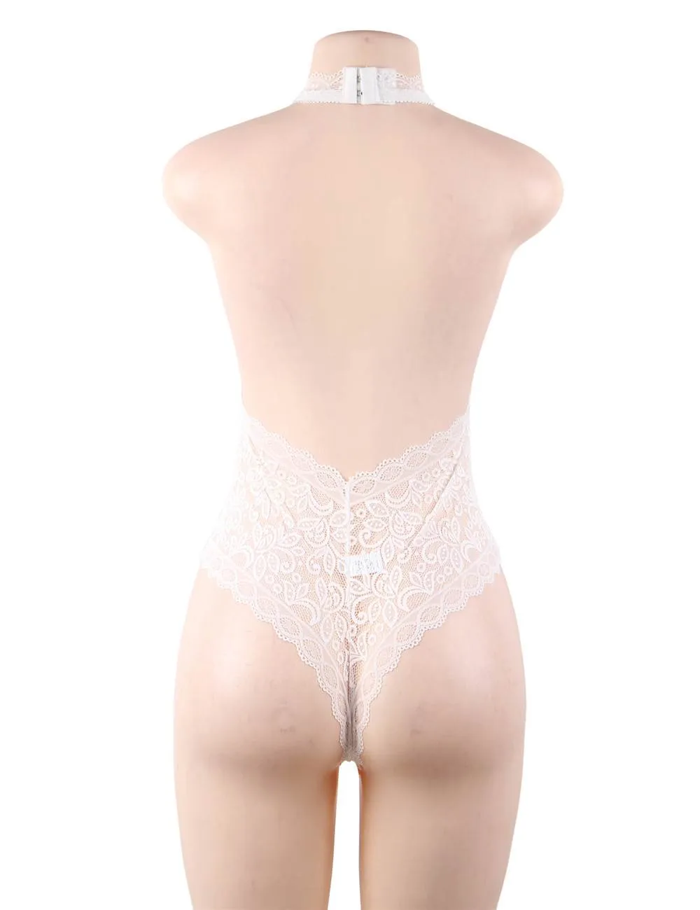 New Plus Size  Exquisite Lace Open Cup Teddy With Farawlaya
