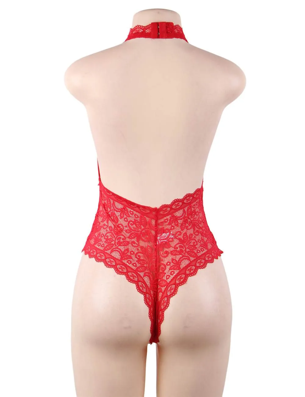 New Plus Size  Exquisite Lace Open Cup Teddy With Farawlaya