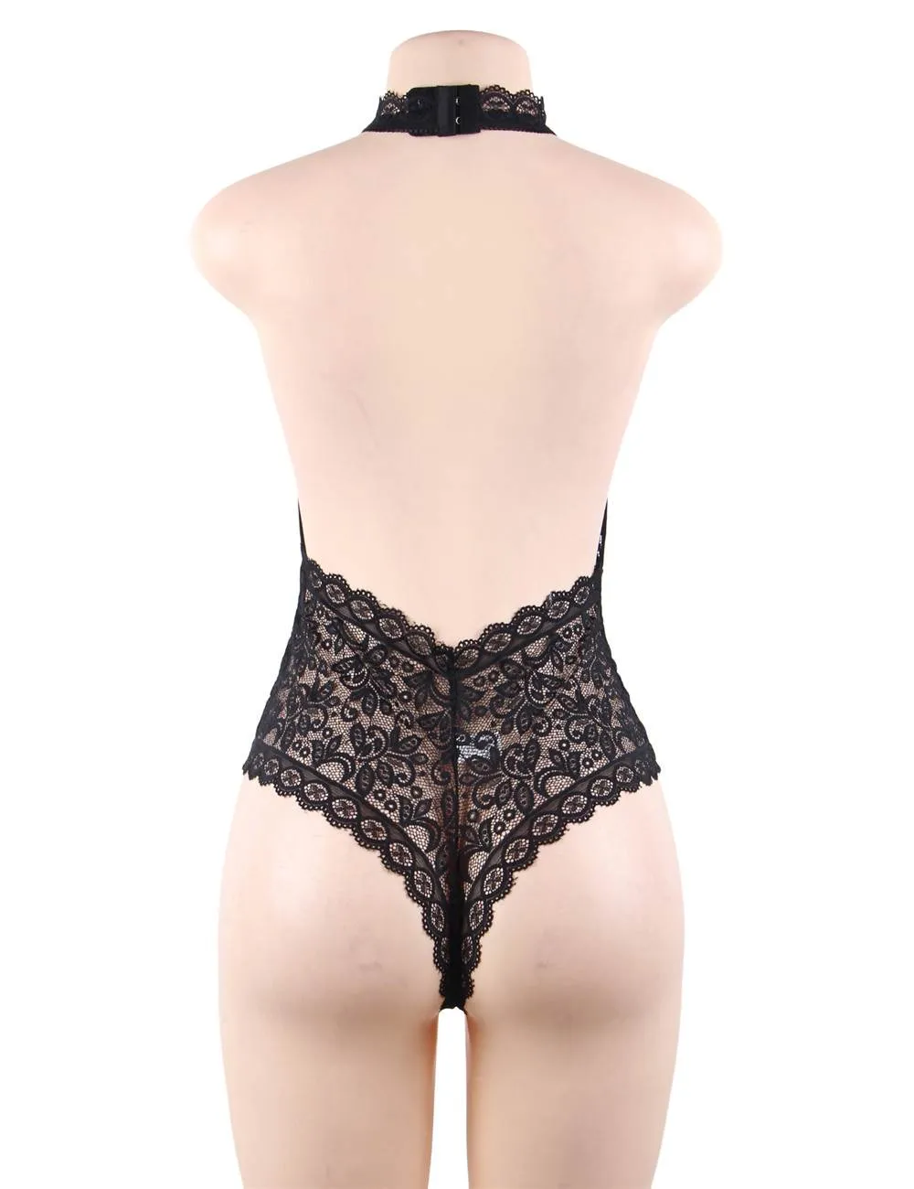 New Plus Size  Exquisite Lace Open Cup Teddy With Farawlaya