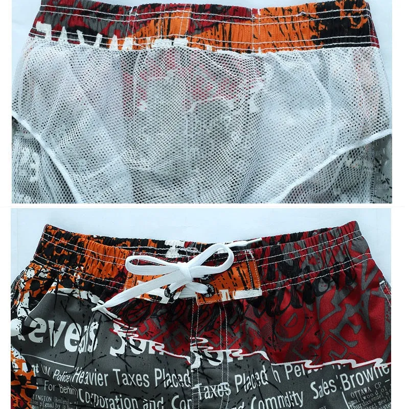 New summer hot men beach shorts quick dry coconut tree printed elastic waist 4 colors M-6XL