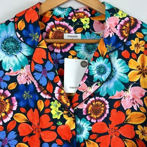 NEW SUSSAN Australian Brand Vibrant Floral Pajama Set Buttery Soft Luxury Sleep