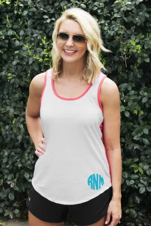 Next Level Ladies' Colorblock Racerback Tank, White/Hot Pink *Personalize It!