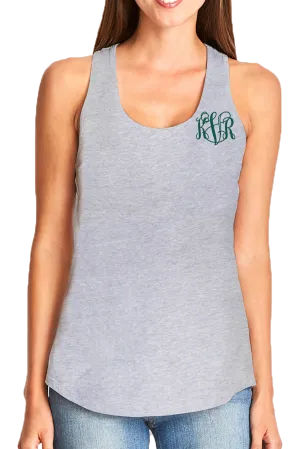 Next Level Womens Gathered Racerback Tank, Heather Gray *Personalize It!