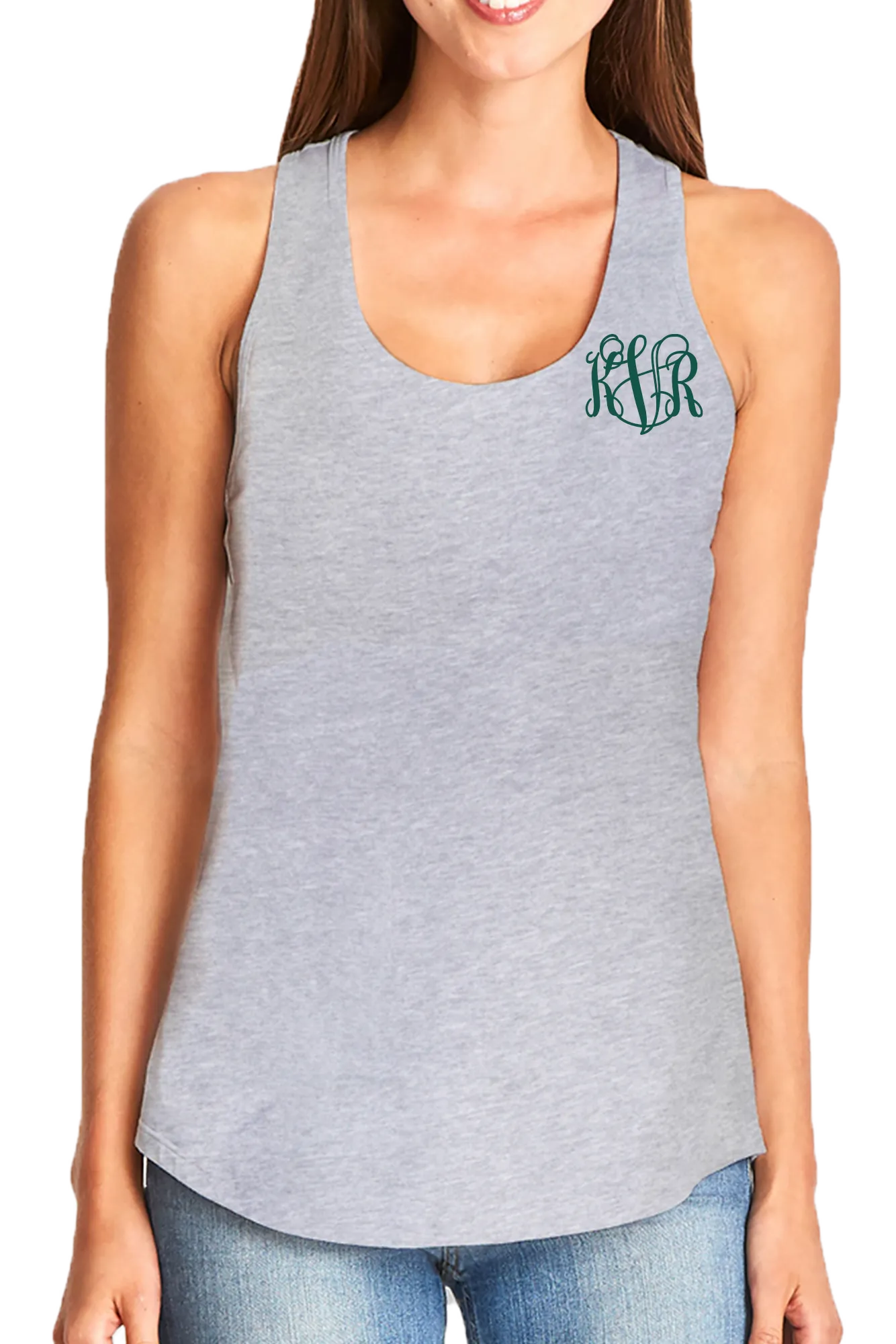 Next Level Womens Gathered Racerback Tank, Heather Gray *Personalize It!