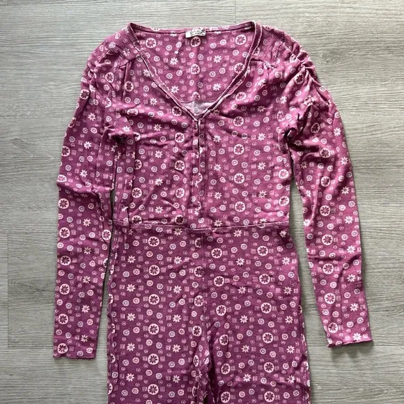 nwot Free people home alone long john onesie sleepwear loungewear jumpsuit