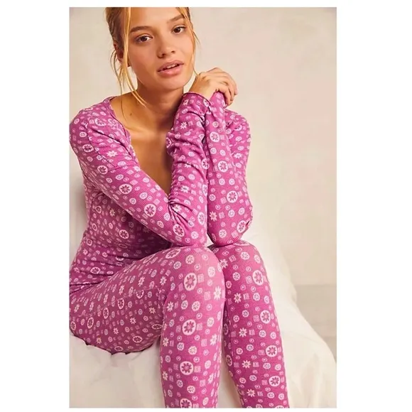 nwot Free people home alone long john onesie sleepwear loungewear jumpsuit