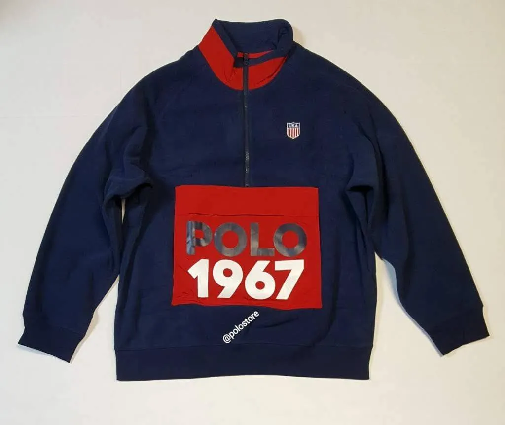 Nwt Polo Ralph Lauren Navy Blue Fleece 1967 K-Swiss Half Zip Sweatshirt