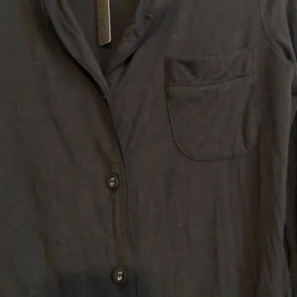 NWT SKIMS Soft Lounge Pajama Sleep Top Long Sleeve Button Down Black XXS