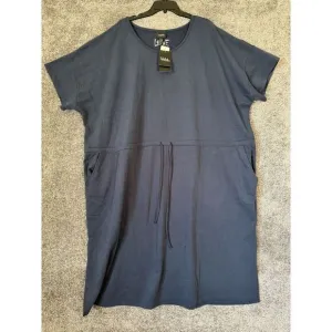 NWT ULLA POPKEN Nightie Dress 32/34 Midi Jersey Knit Pockets Shirt Love Navy‎