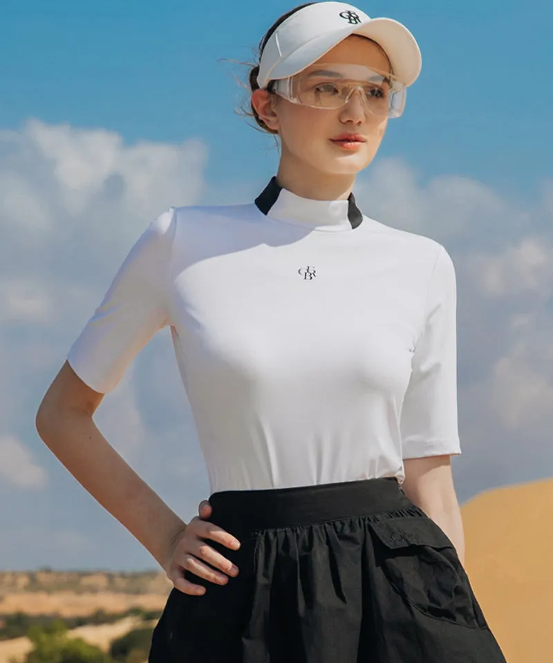 OBER Golf Color Block Basic Layer Short Sleeve T-Shirt - White