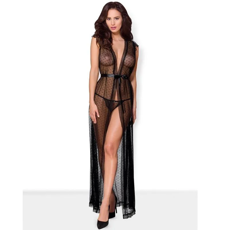 Obsessive - Sexy Lingerie - 876 Peignoir - S/M - Black