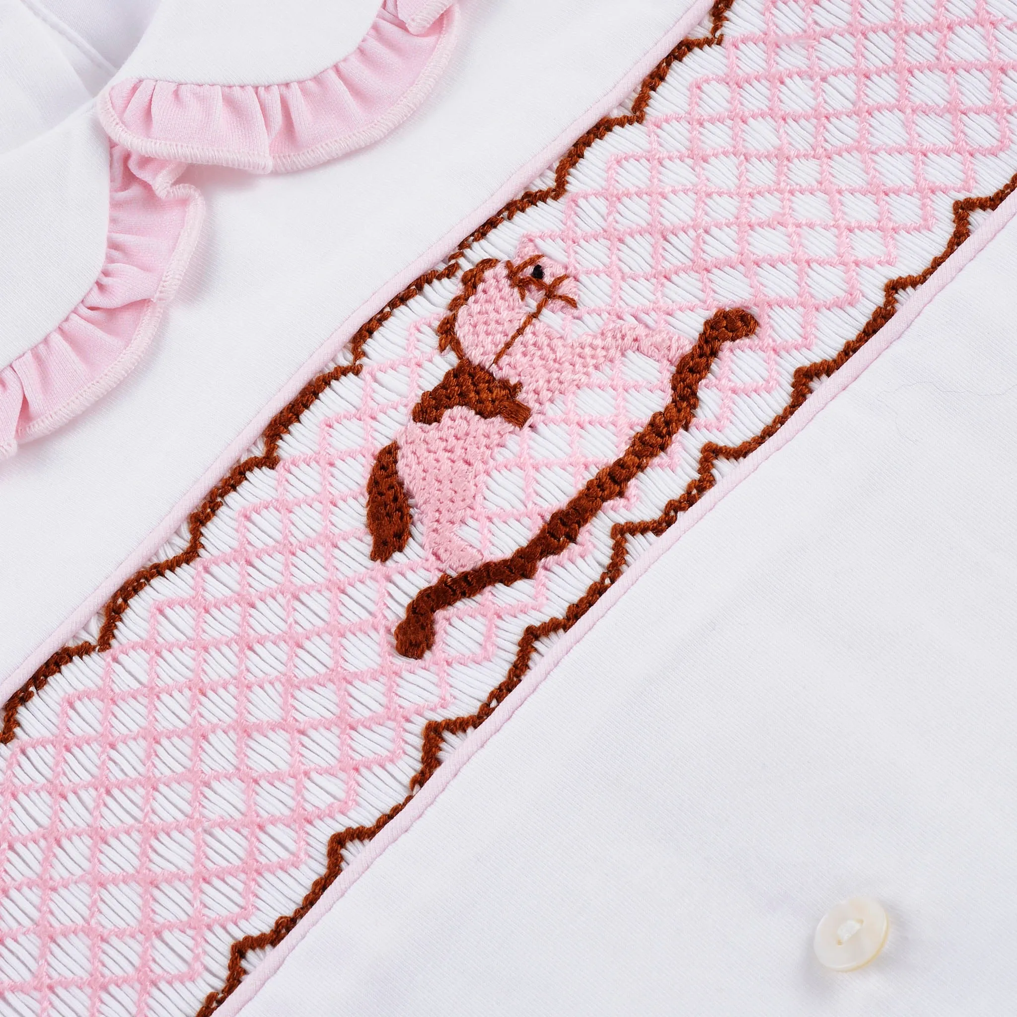 Ocean Baby New Concept Smocked Pink Rocking Horse Sleepsuit-Outfit & Headband Set (NB-18M)