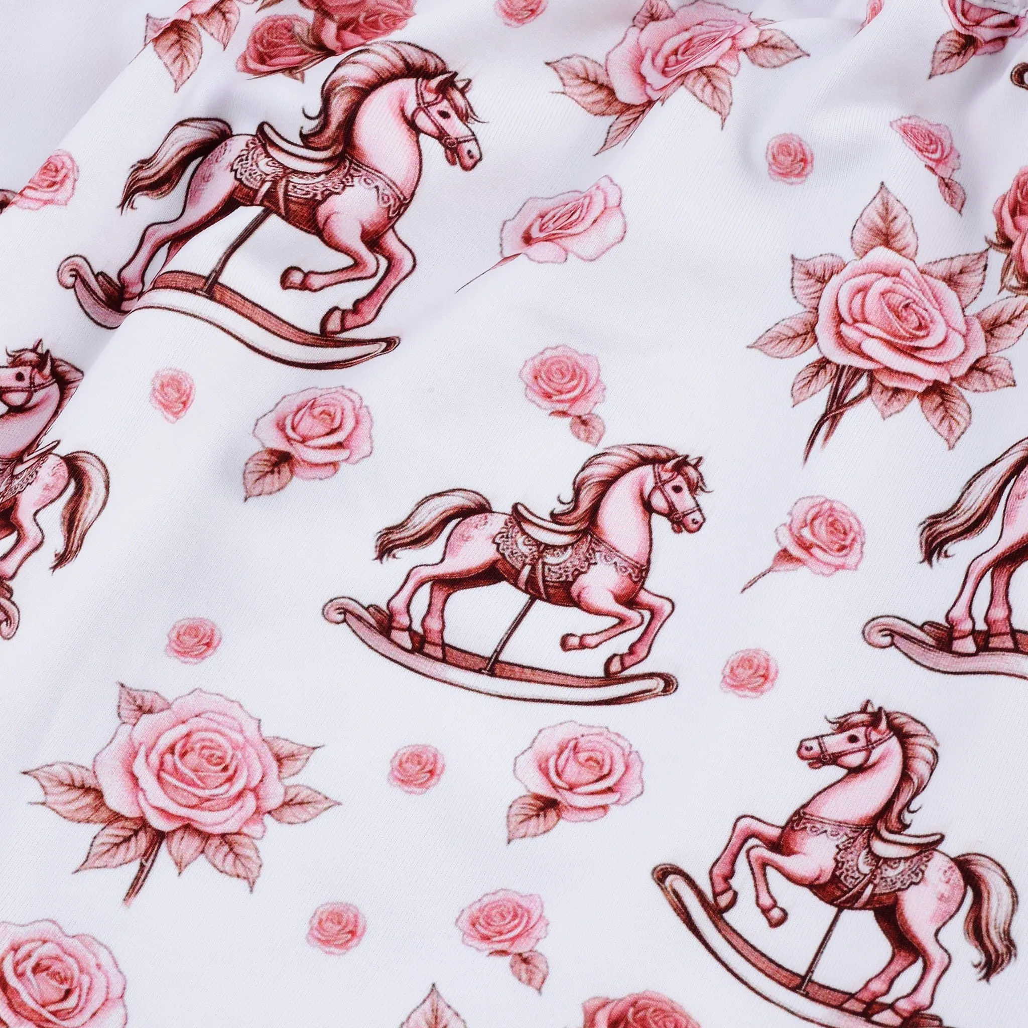 Ocean Baby New Concept Smocked Pink Rocking Horse Sleepsuit-Outfit & Headband Set (NB-18M)
