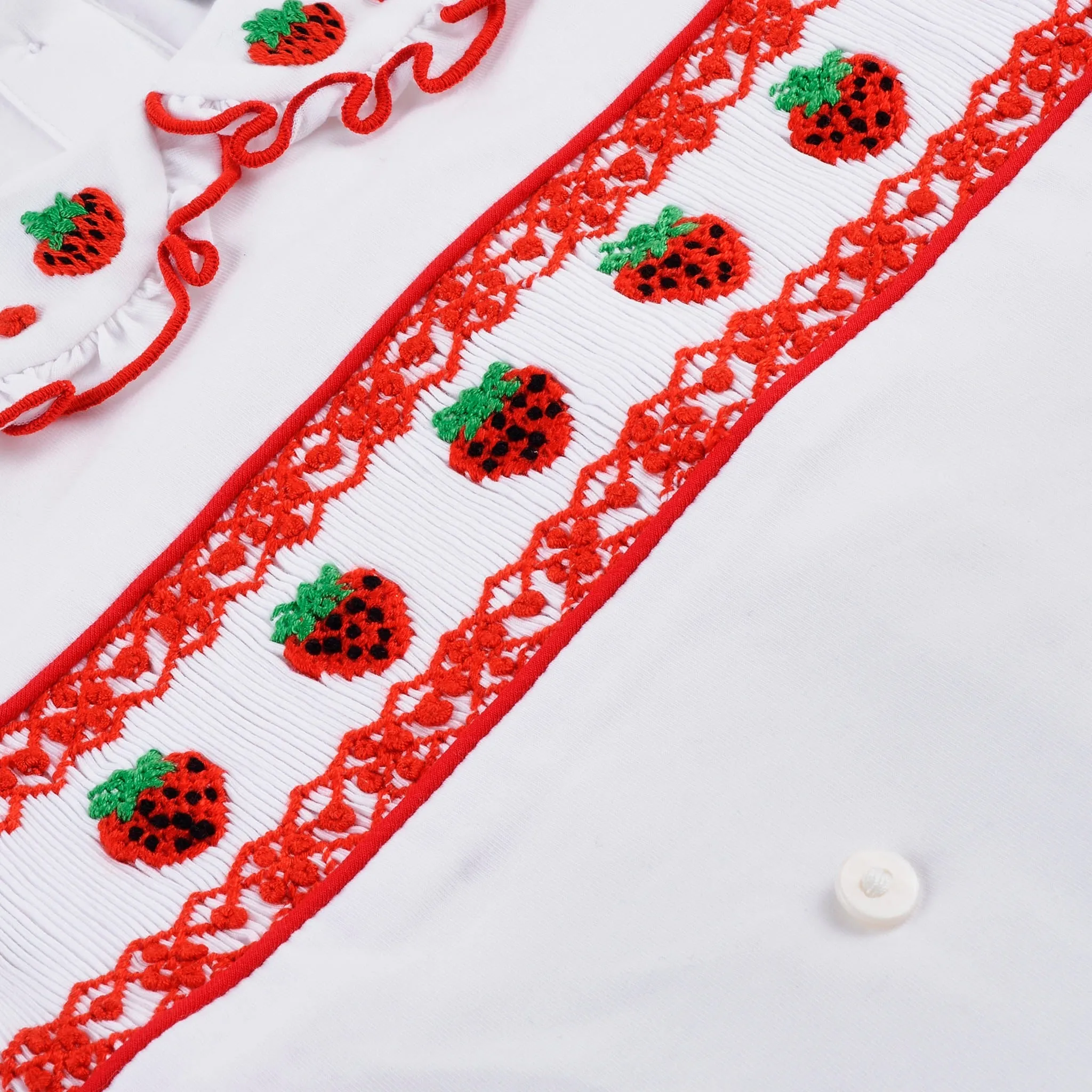 Ocean Baby New Concept Smocked Strawberry Sleepsuit-Outfit & Headband Set (NB-18M)