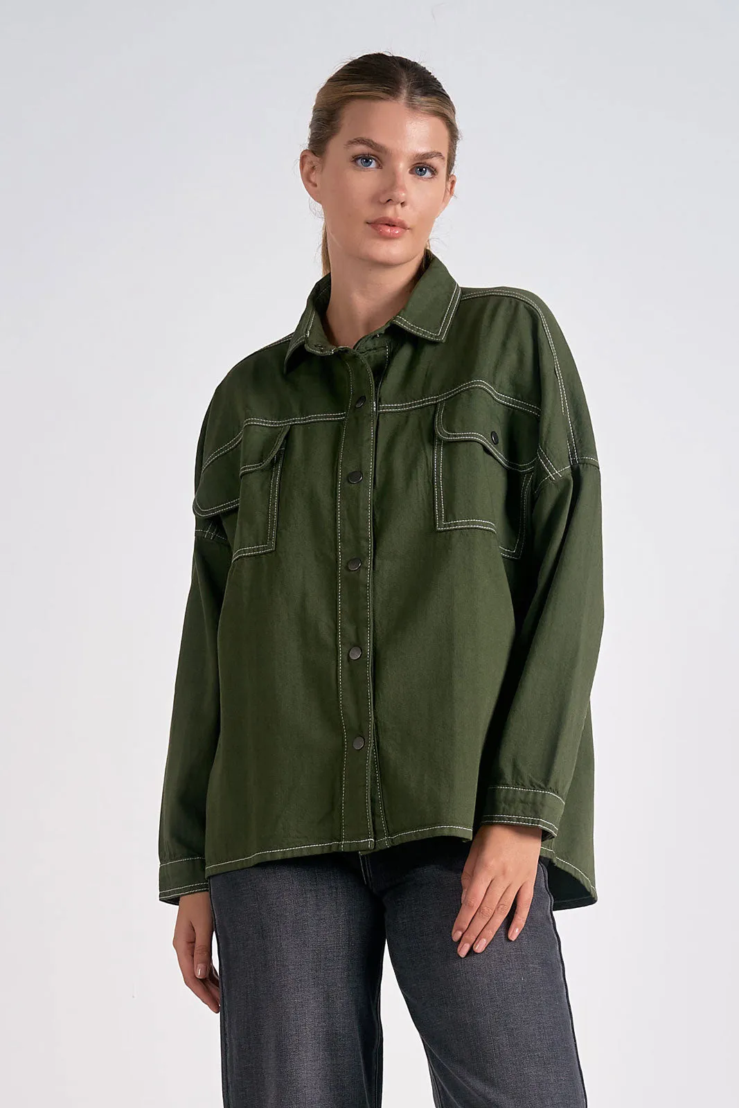 Olive Button-Up Jacket