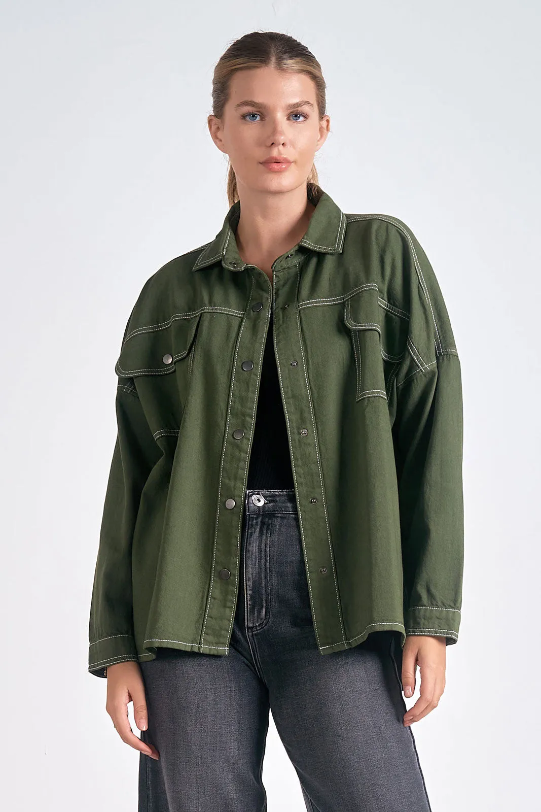 Olive Button-Up Jacket