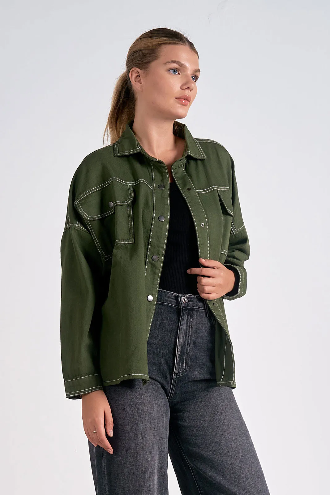 Olive Button-Up Jacket