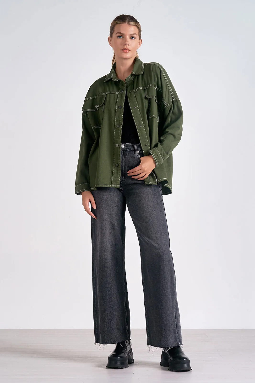 Olive Button-Up Jacket