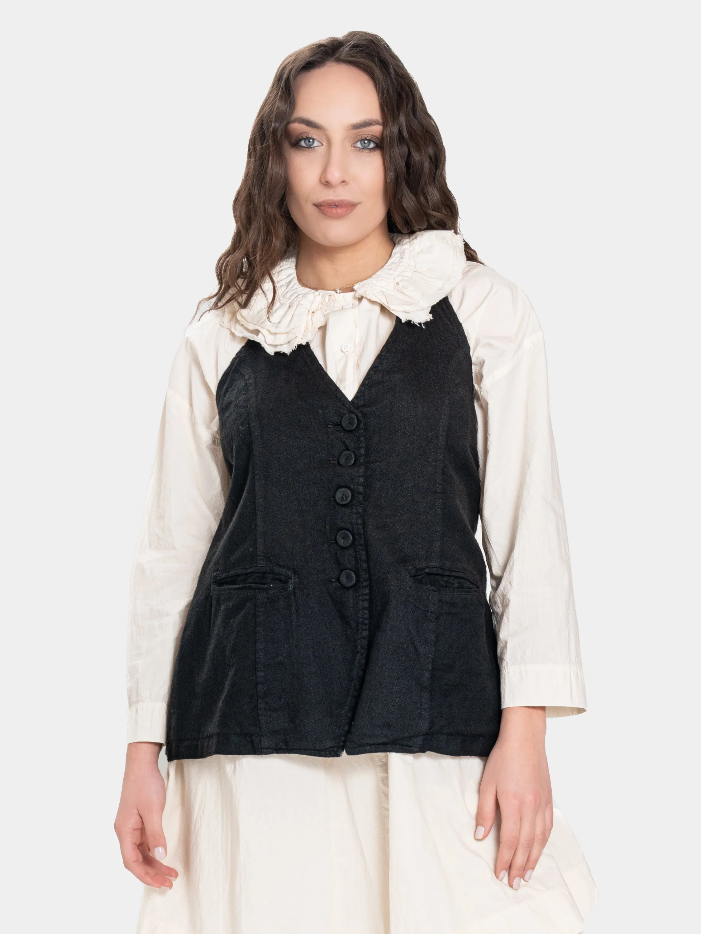 Open-Back Buttoned Vest