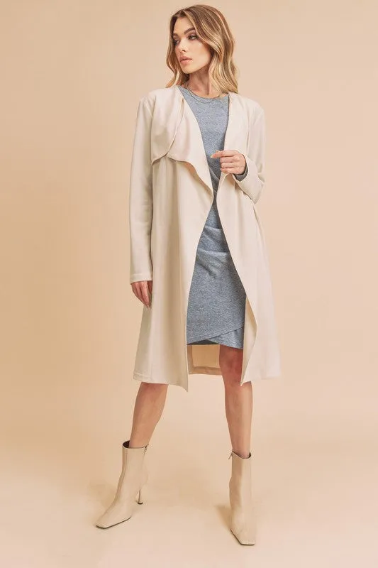 Open Front Long Sleeve Longline Coat
