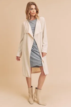 Open Front Long Sleeve Longline Coat