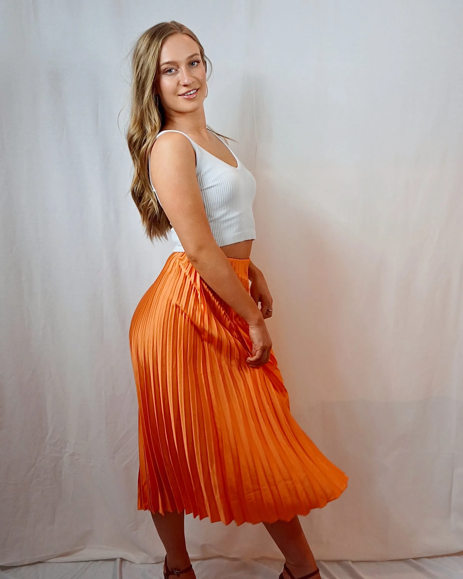 Orange You Glad Pleated Skirt