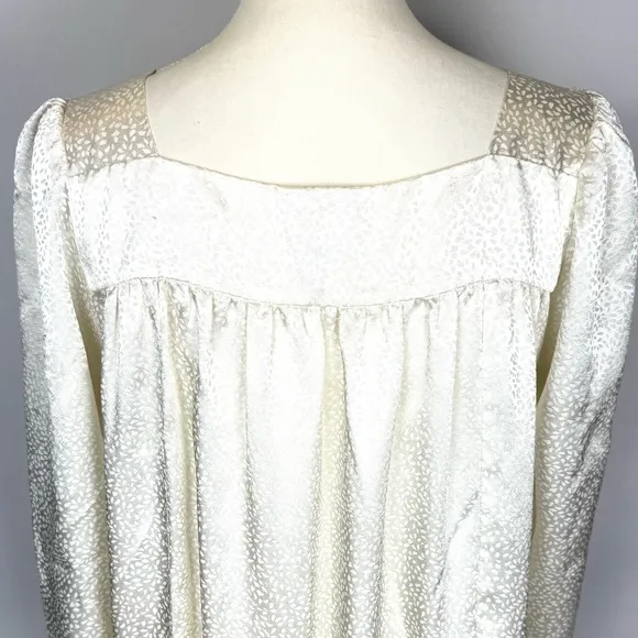 Oscar de la Renta Vintage Nightgown Ivory Lace Detail Lightweight 3/4 Sleeves XS