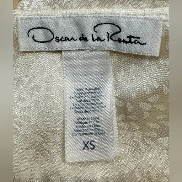 Oscar de la Renta Vintage Nightgown Ivory Lace Detail Lightweight 3/4 Sleeves XS