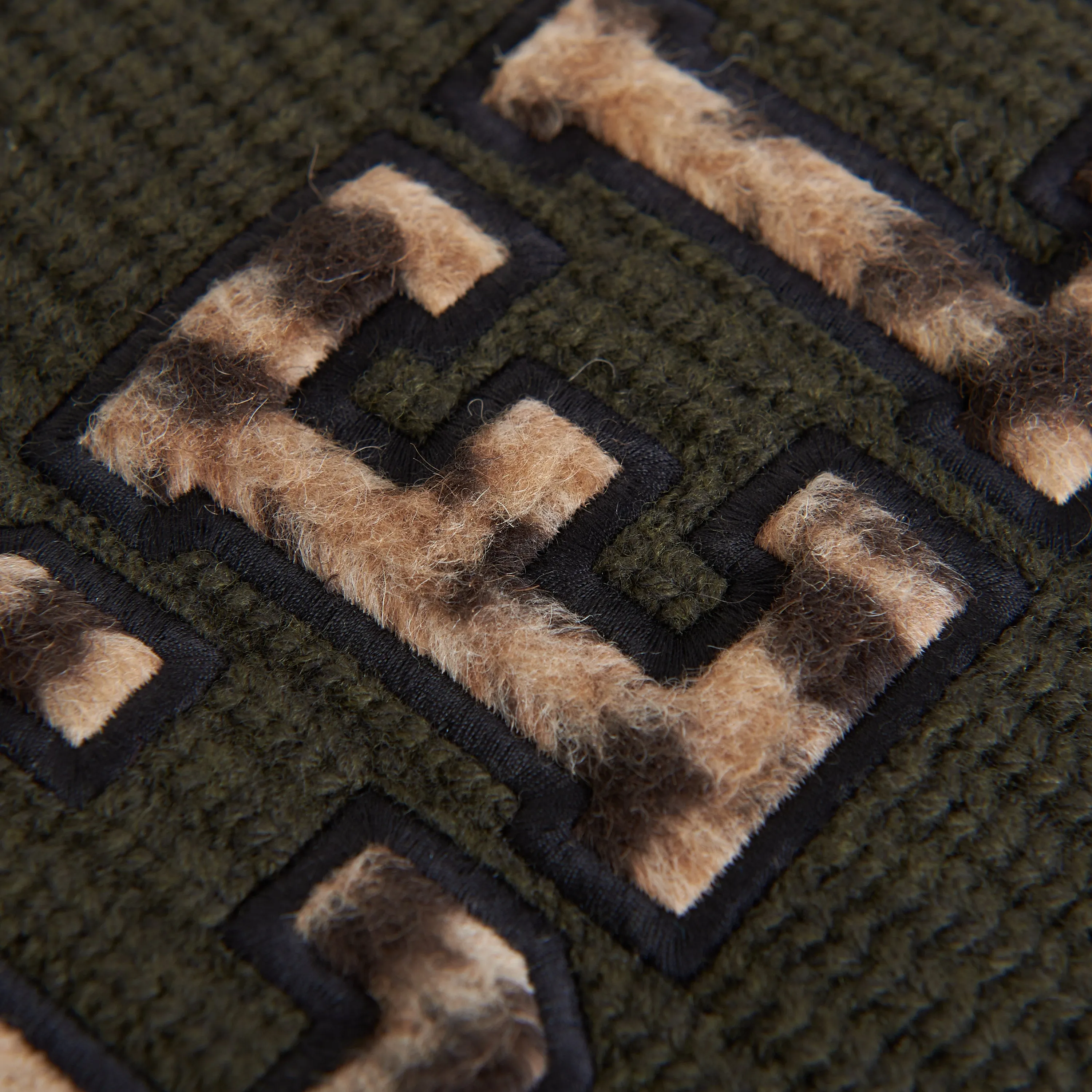 Oversized Crewneck Sweater In Khaki Ribbed Wool with Celine Embroidery