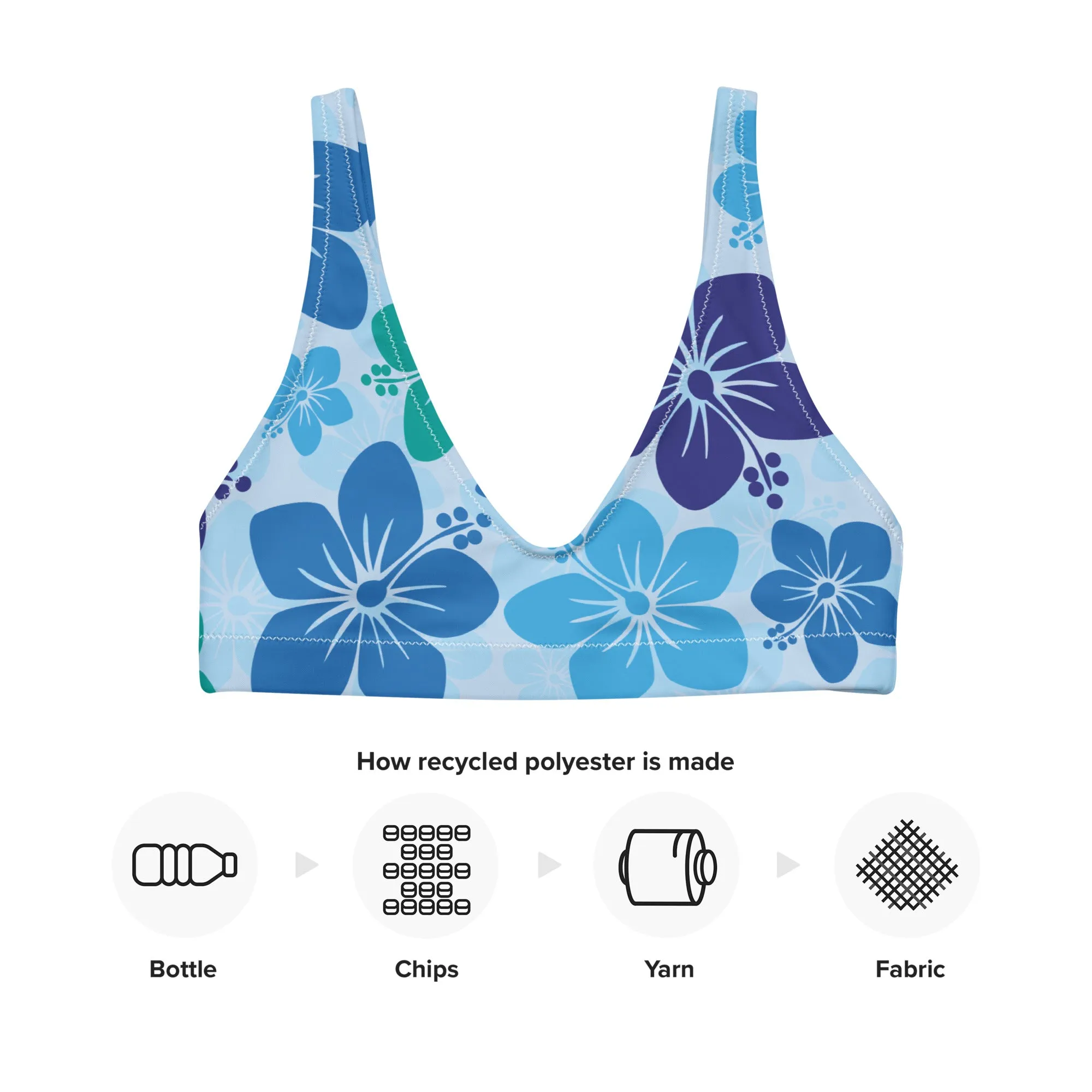 Padded bikini top - Blue Flowers