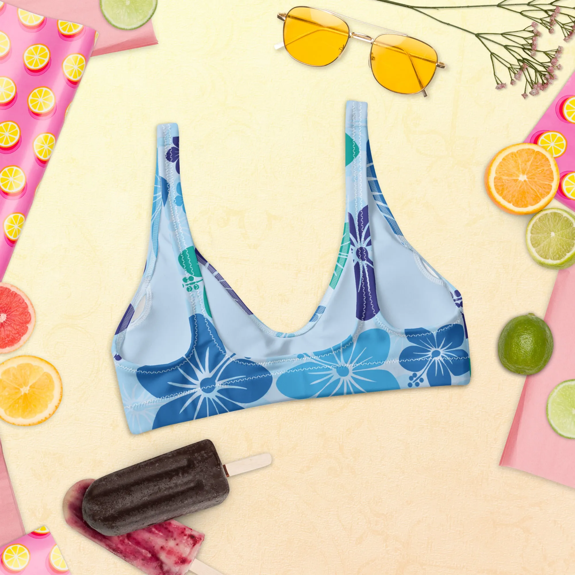 Padded bikini top - Blue Flowers