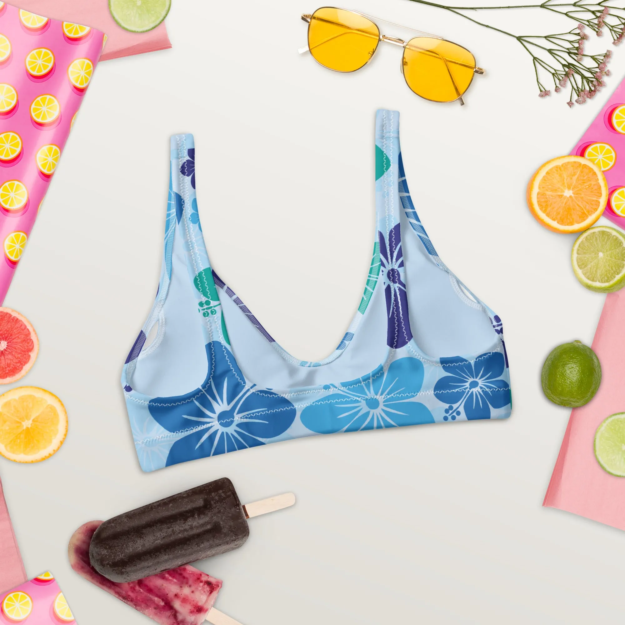 Padded bikini top - Blue Flowers