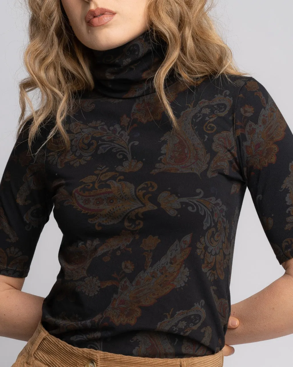 Paisley Short Sleeve Turtleneck Tee