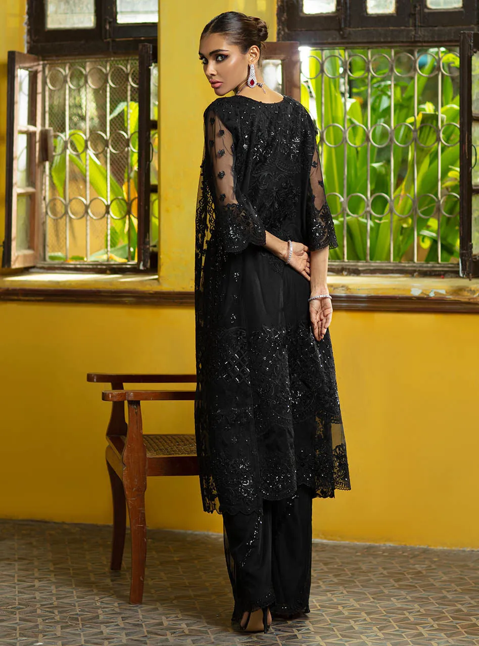 Pakistani Gown Dress In Black Color By Designer #PF232