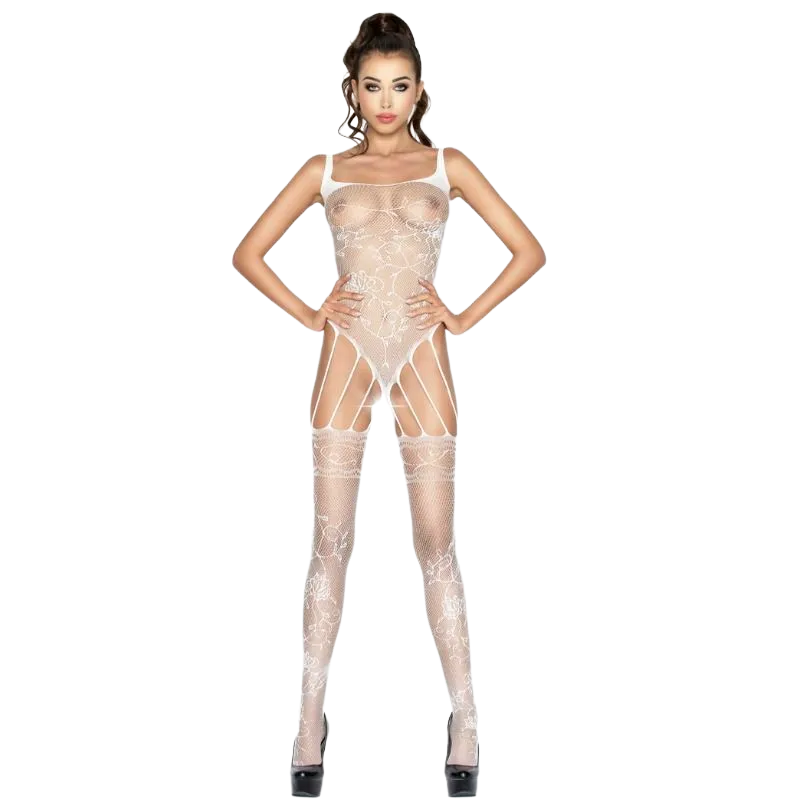 PASSION - WOMAN BS034 WHITE BODYSTOCKING ONE SIZE