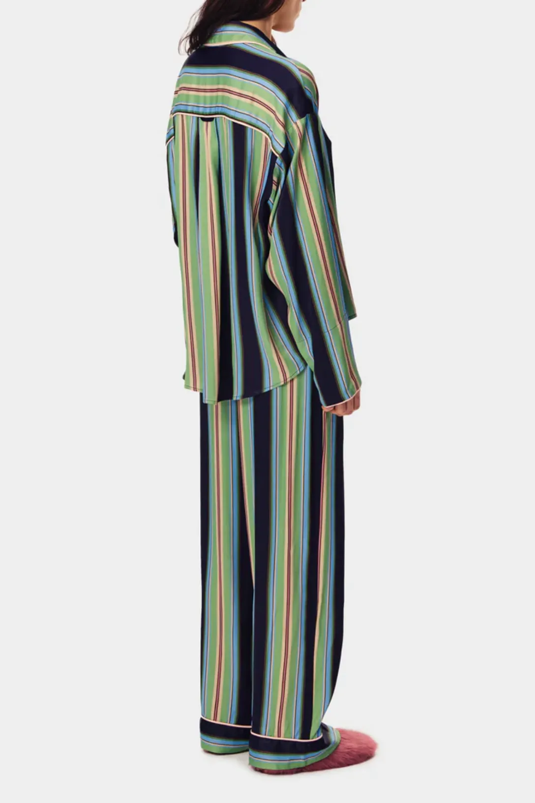 Pastelle Oversized Pants | Teal Stripes