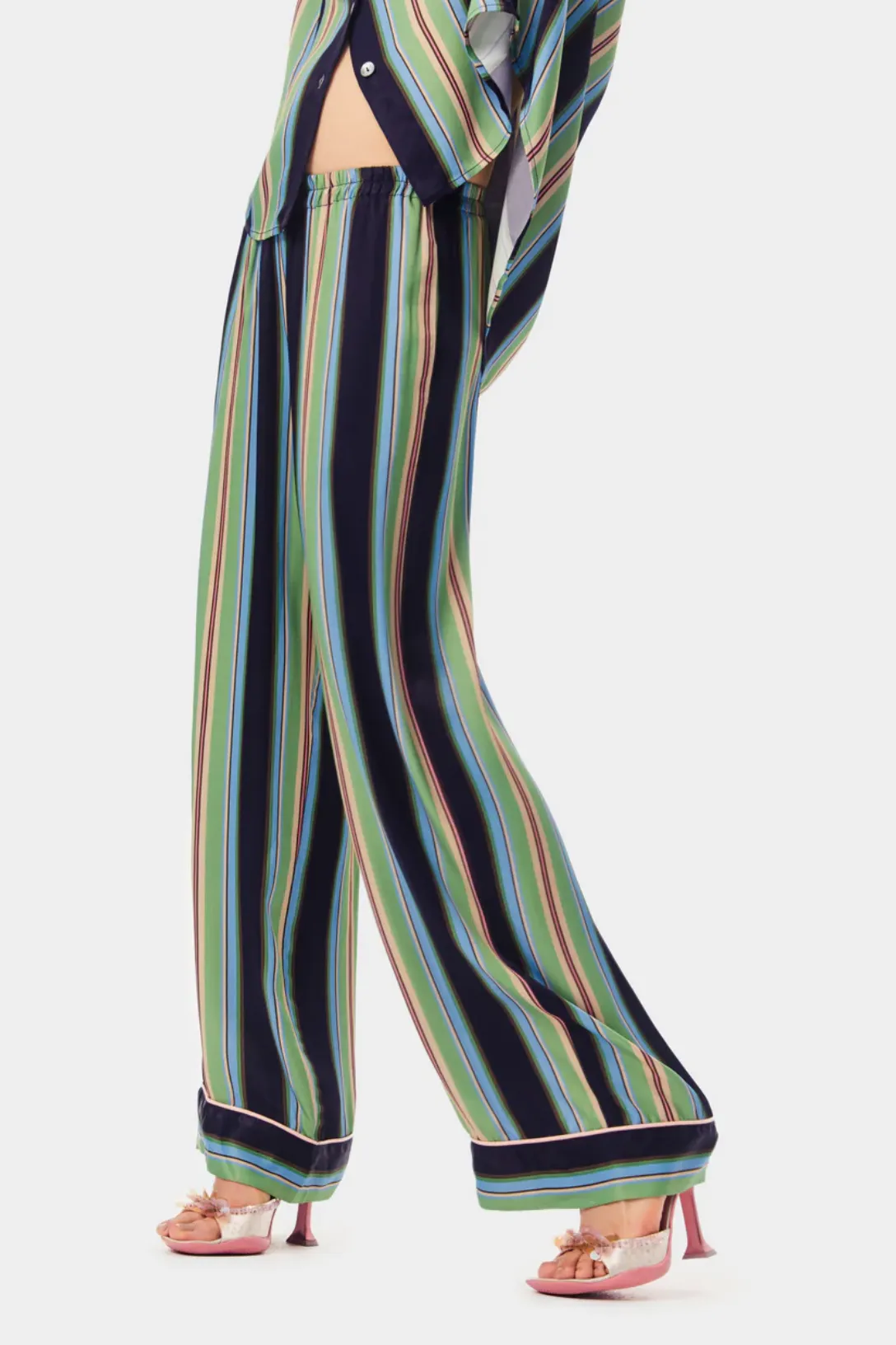 Pastelle Oversized Pants | Teal Stripes